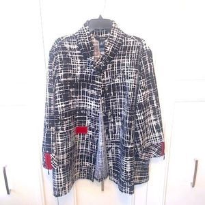 Ali Miles black geometric print jacket 2X
